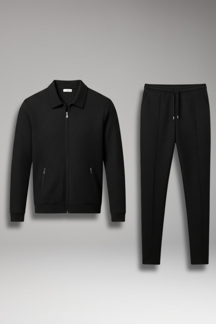 Conjunto masculino waffle casual, casaco e calças. Estilo e conforto para o homem moderno.