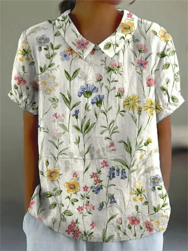 Blusa feminina estampada floral, confortável e elegante. Ideal para moda feminina casual.