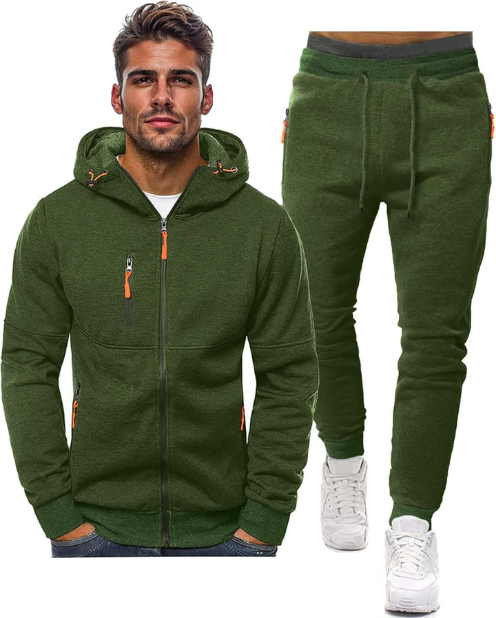 Fato de treino masculino de alta performance para treino, com capuz e calças slim.