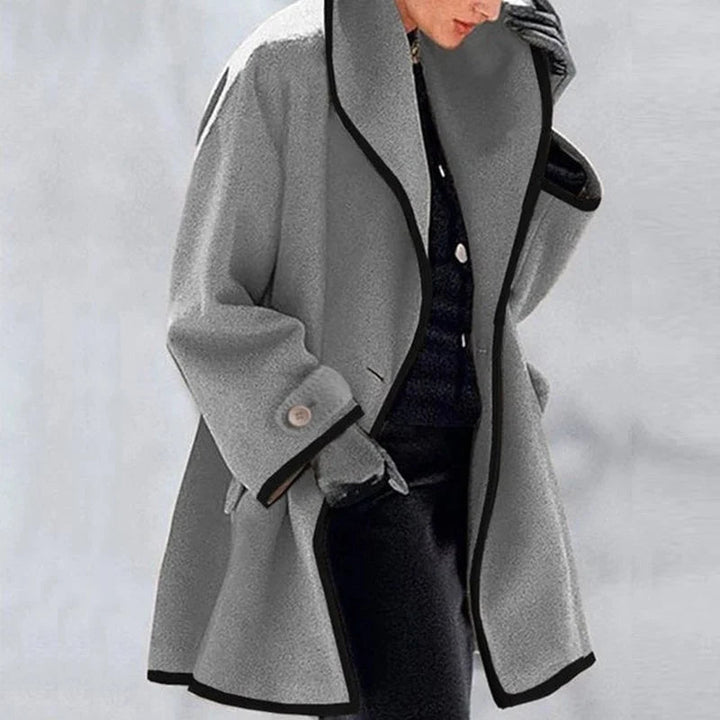 Gabardine feminina versátil, casaco para outono/inverno, garantindo um visual quentinho e elegante.