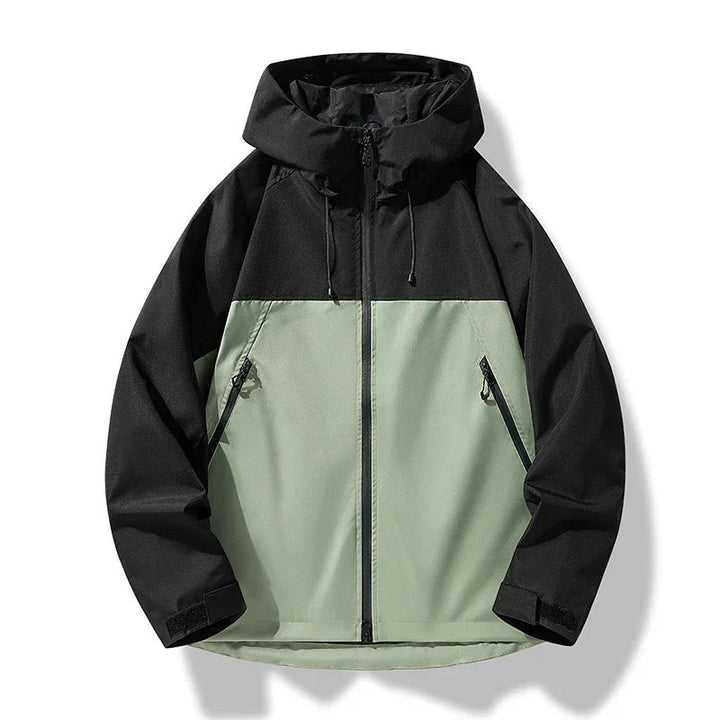 Casaco impermeável masculino leve e compacto, corta-vento com capuz. Essencial para viagens e esportes de aventura.