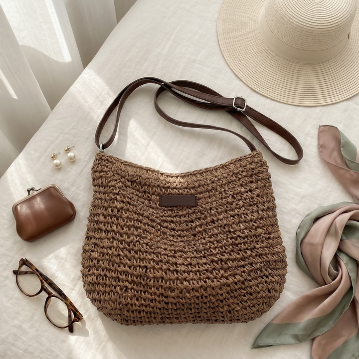 Bolsa trançada feminina, prática, elegante, estilo casual. Ideal para moda mulher.