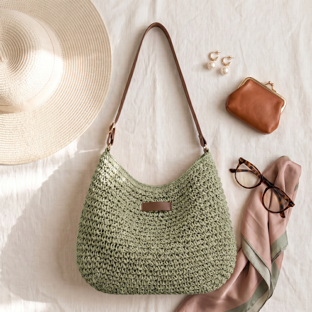 Bolsa feminina trançada elegante, perfeita para moda mulher e estilo casual.