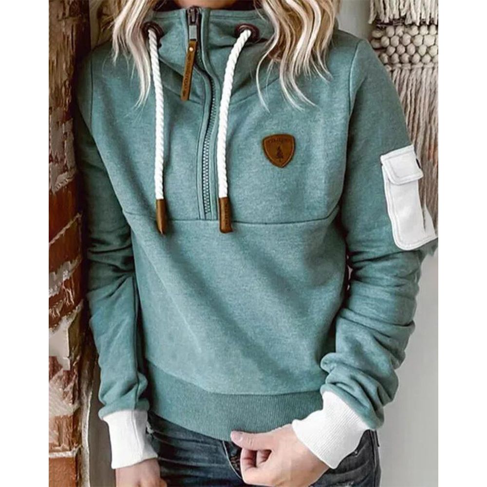 Agasalho feminino de manga comprida, estilo casual. Perfeito para todas as ocasiões com elegância.