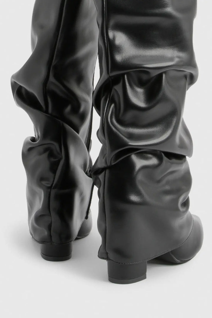 Botas femininas slouch para todas as ocasiões, bico pontiagudo, salto baixo.
