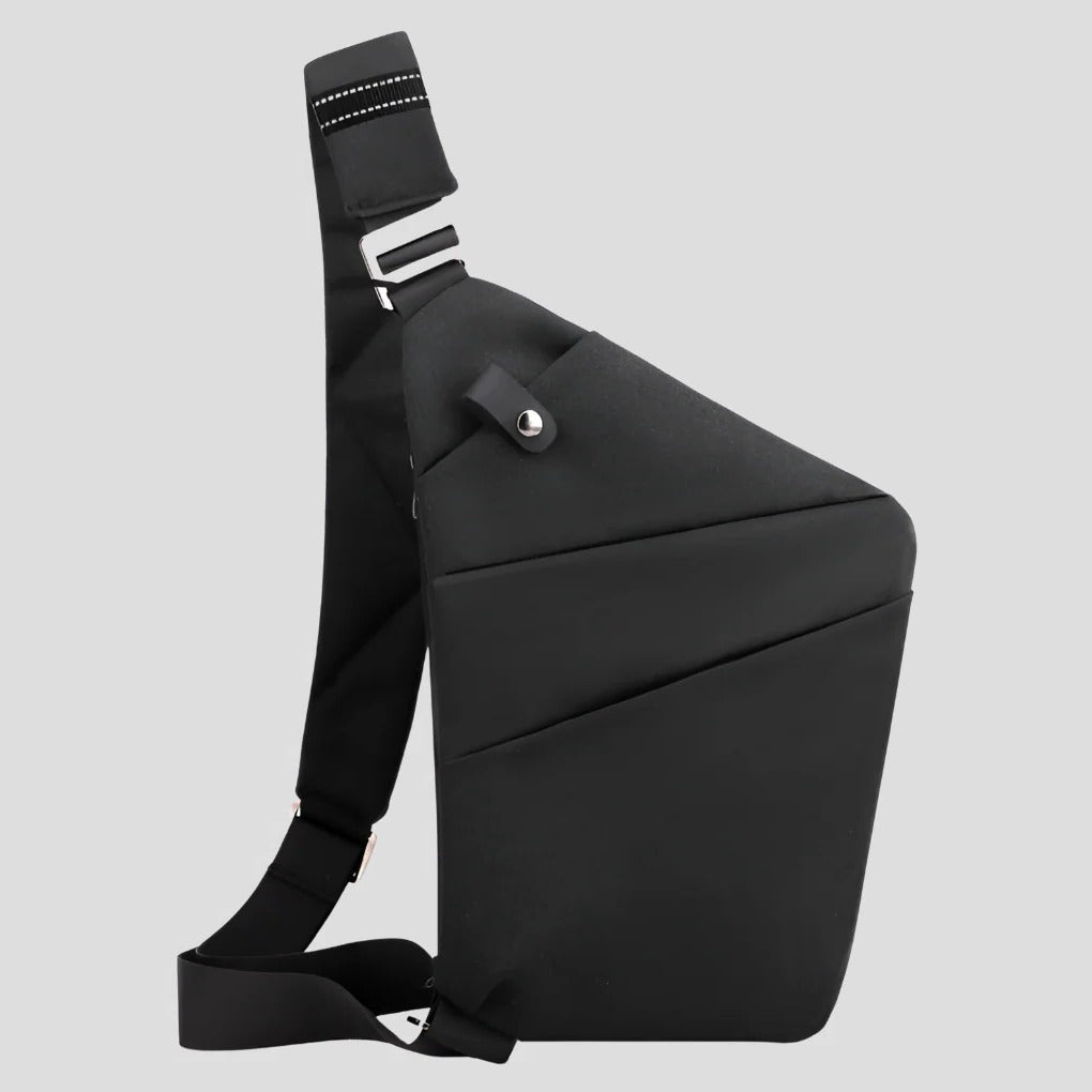Bolsa de ombro antifurto unissexo, perfeita para viagens. Mantenha os seus objetos seguros e acessíveis.