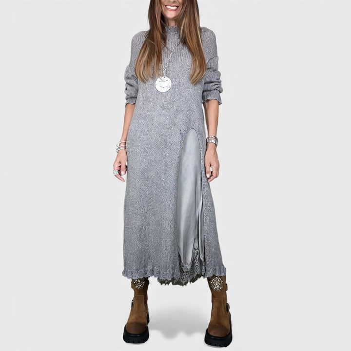 Moda feminina elegante: conjunto de pulôver e vestido, perfeito para criar um visual sofisticado e confortável.