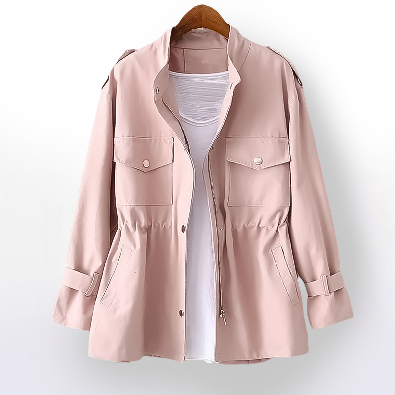 Trench coat feminino elegante e versátil. Casaco de gabardina moderno para outono/inverno, oferece proteção e estilo.