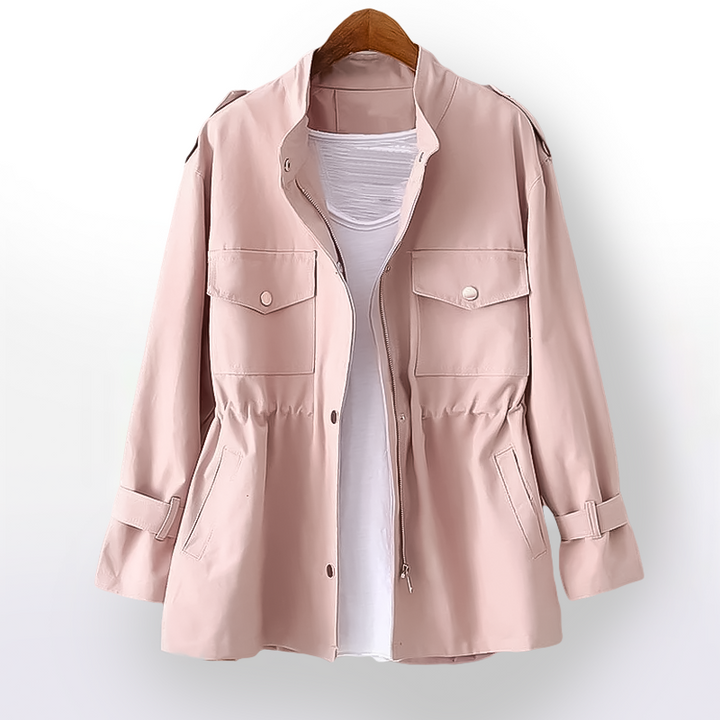 Trench coat feminino elegante e versátil. Casaco de gabardina moderno para outono/inverno, oferece proteção e estilo.