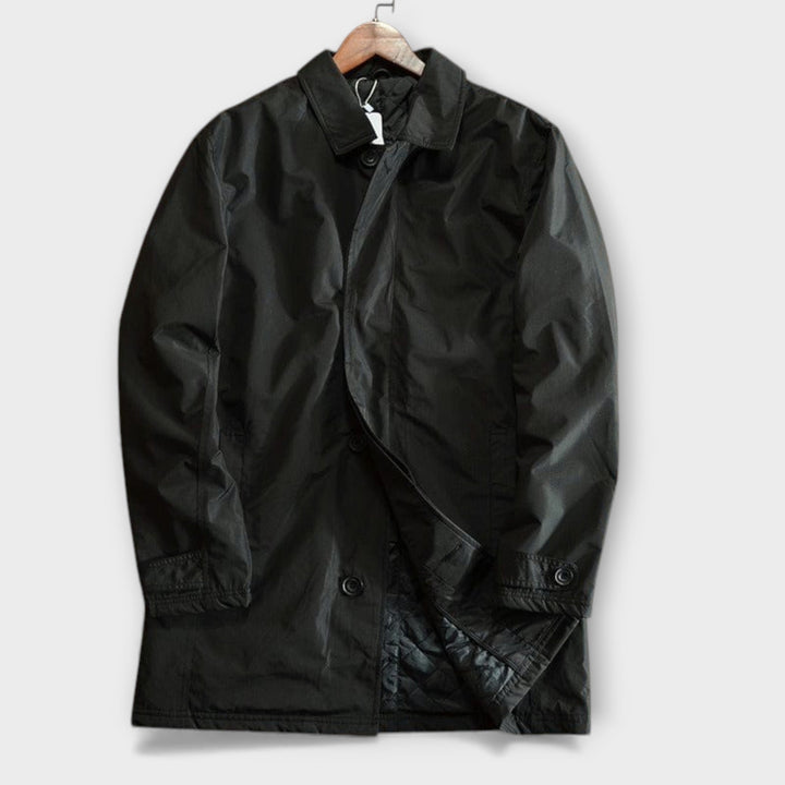 Casaco masculino quente e leve, repelente à água. Conforto e versatilidade para o estilo casual de inverno e outono.