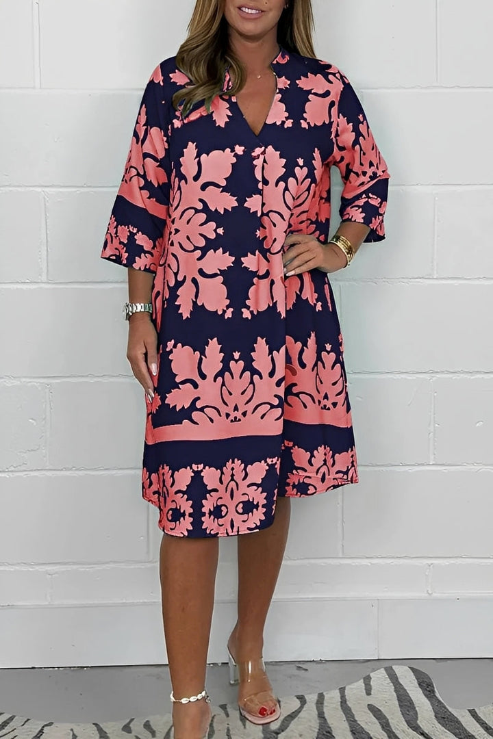 Vestido folgado e elegante para mulher, estilo midi, cores vibrantes, ideal para primavera verão.