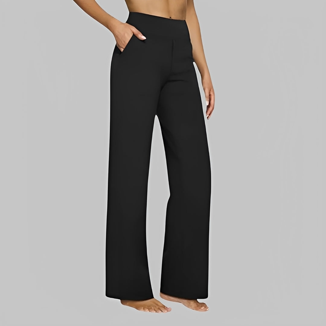 Calças femininas confortáveis de cintura alta para um look casual e elegante, ideais para o verão.