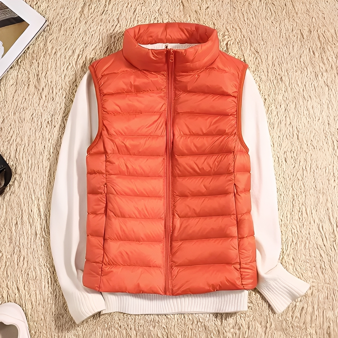 Colete feminino moderno em várias cores, peça essencial para o vestuário de outono e inverno.