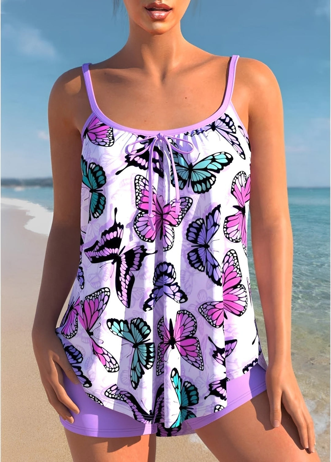 Maiô feminino elegante com padrão floral para moda praia verão.