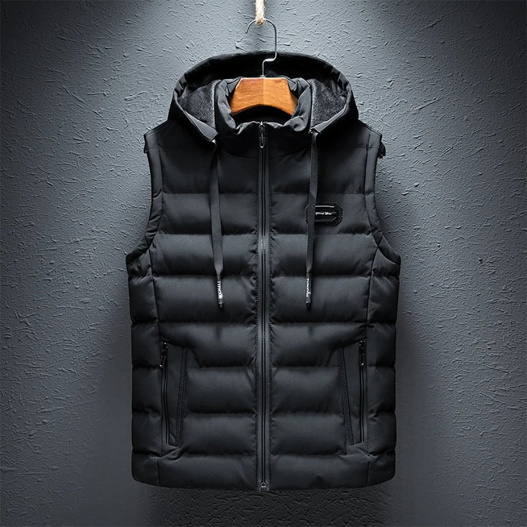 Colete térmico masculino polo, leve e quente, ideal para agasalho casual ou outdoor no inverno.