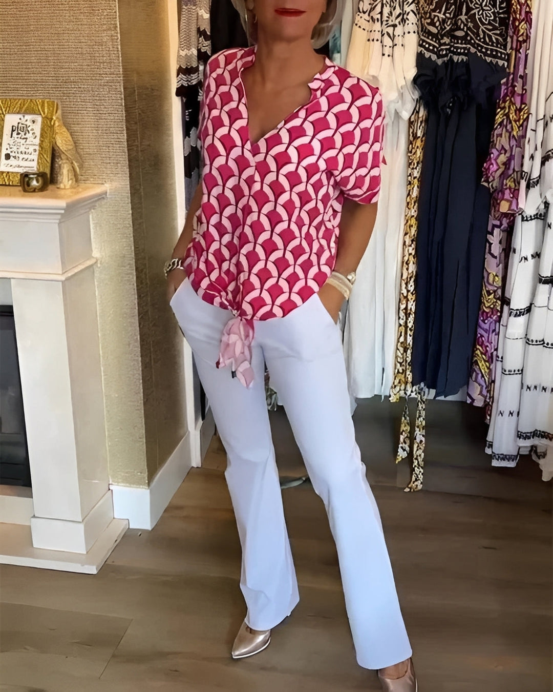 Blusa feminina estampada confortável, tamanhos grandes, perfeita para o verão e looks casuais modernos.