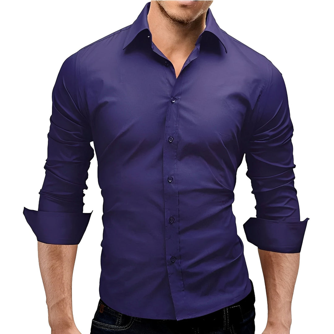 Camisa masculina slim fit em diversas cores, com manga comprida. Estilo moderno, perfeita para trabalho.