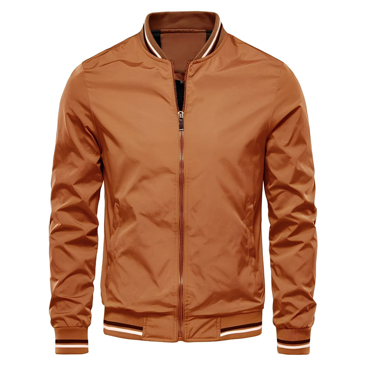 Jaqueta bomber masculina estilo varsity, casaco moderno e versátil para moda casual.