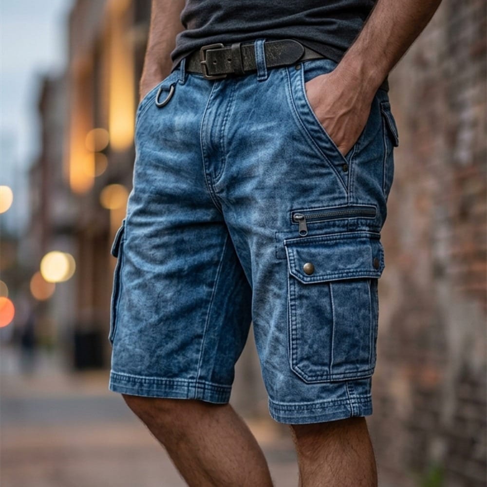 Calções cargo masculinos: Estilo, conforto e funcionalidade. Roupa versátil e prática para o verão.