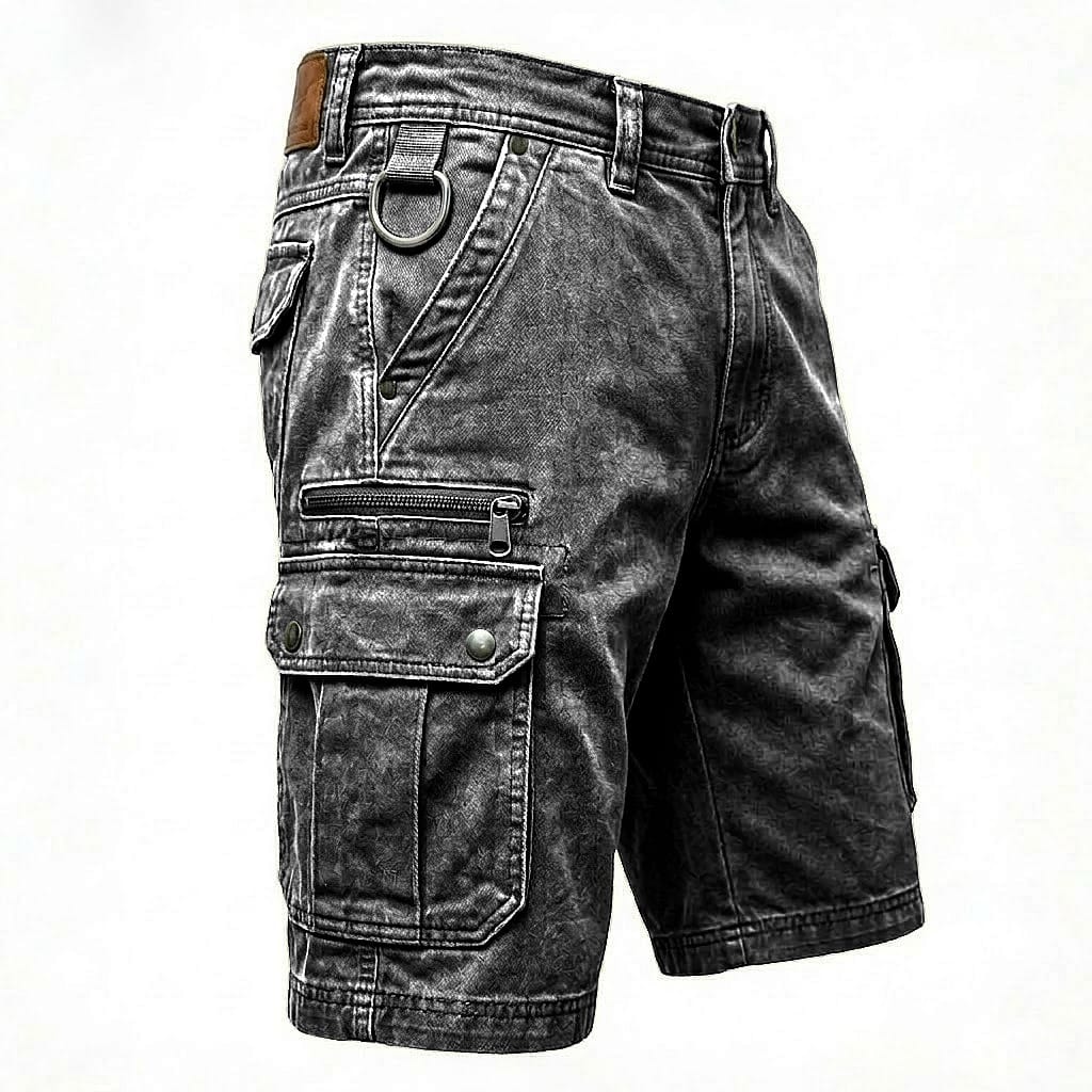 Calções cargo masculinos funcionais, ideais para o verão e estilo casual. Conforto e versatilidade.