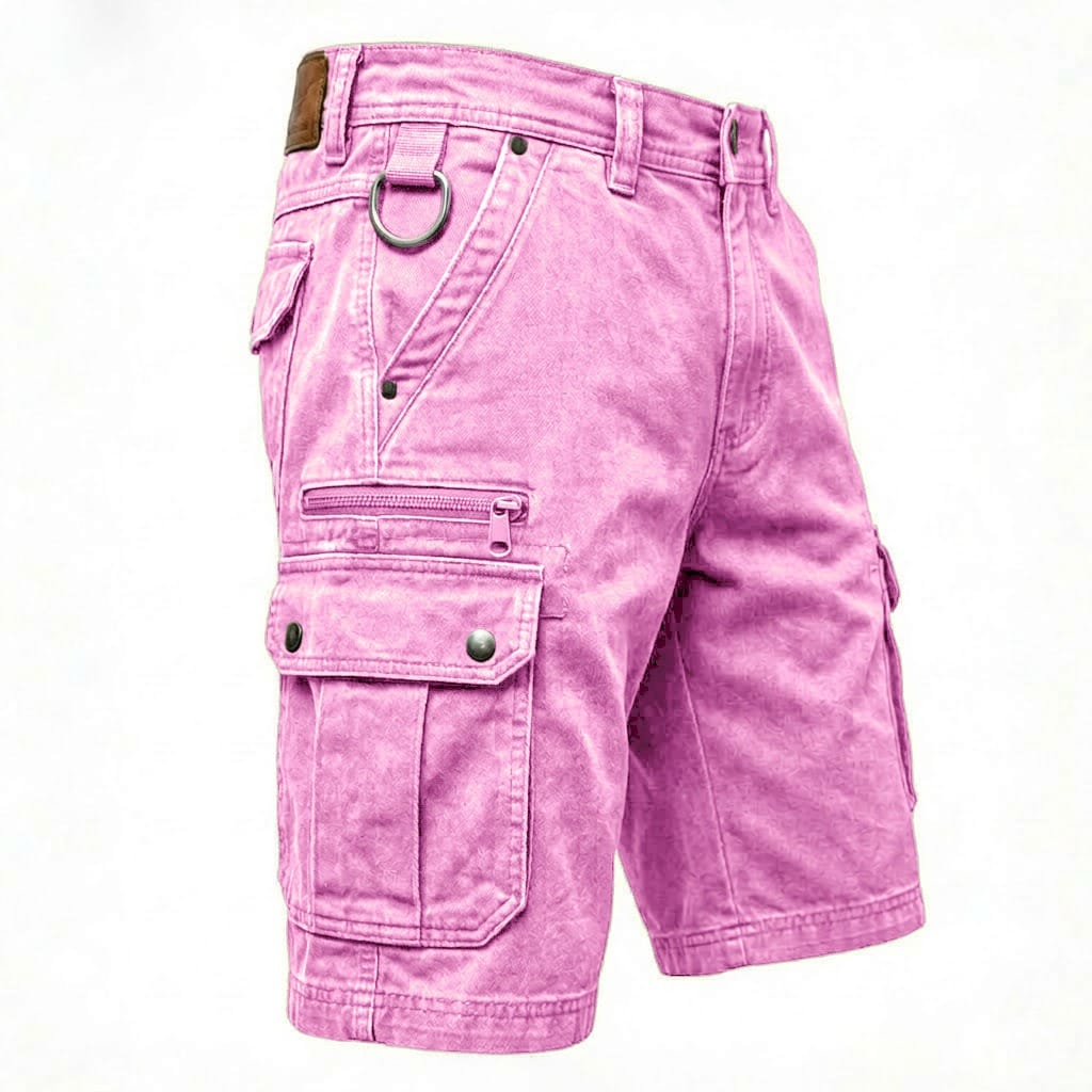 Calções cargo masculinos funcionais, perfeitos para atividades de verão e lazer. Estilo prático.