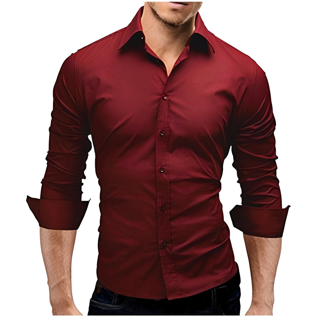 Camisa slim fit elegante para homens modernos. Ideal para um visual de trabalho ou um estilo casual sofisticado.