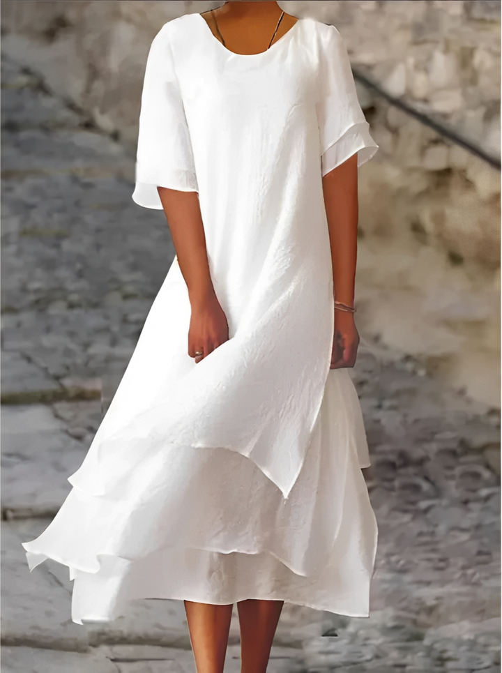 Vestido feminino longo e solto, super confortável. Estilo casual e elegante, ideal para o verão e primavera. Sem manga.