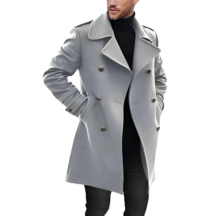 Casaco masculino de abotoamento duplo, elegante para outono inverno. Ideal para um look clássico casual chic.