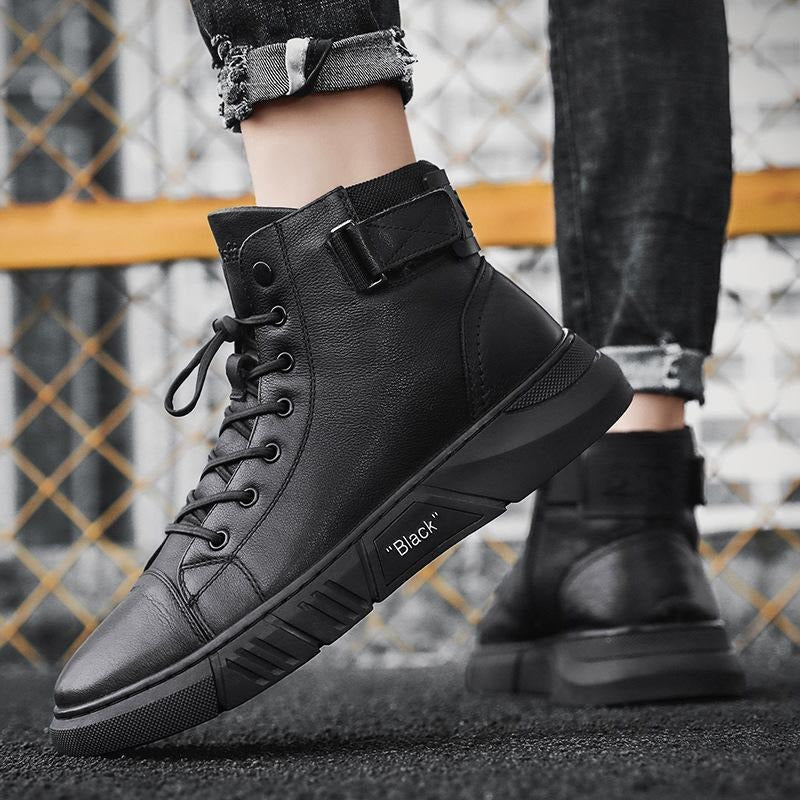 Botas masculinas Martin robustas, calçado clássico de inverno. Conforto e durabilidade para estilo casual moderno.