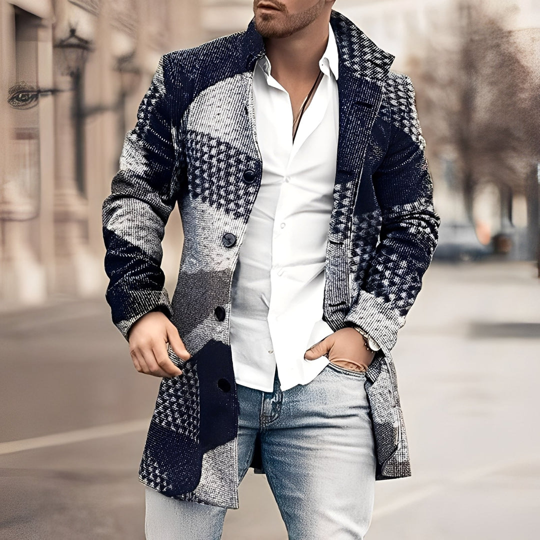 Agasalho masculino elegante para o inverno. Casaco longo clássico que oferece calor e estilo na moda masculina de frio.