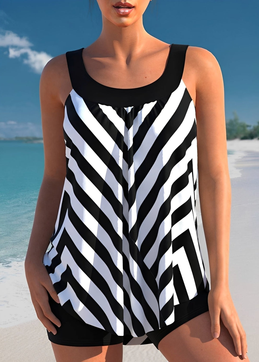 Maiô feminino elegante, perfeito para dias de sol na piscina.
