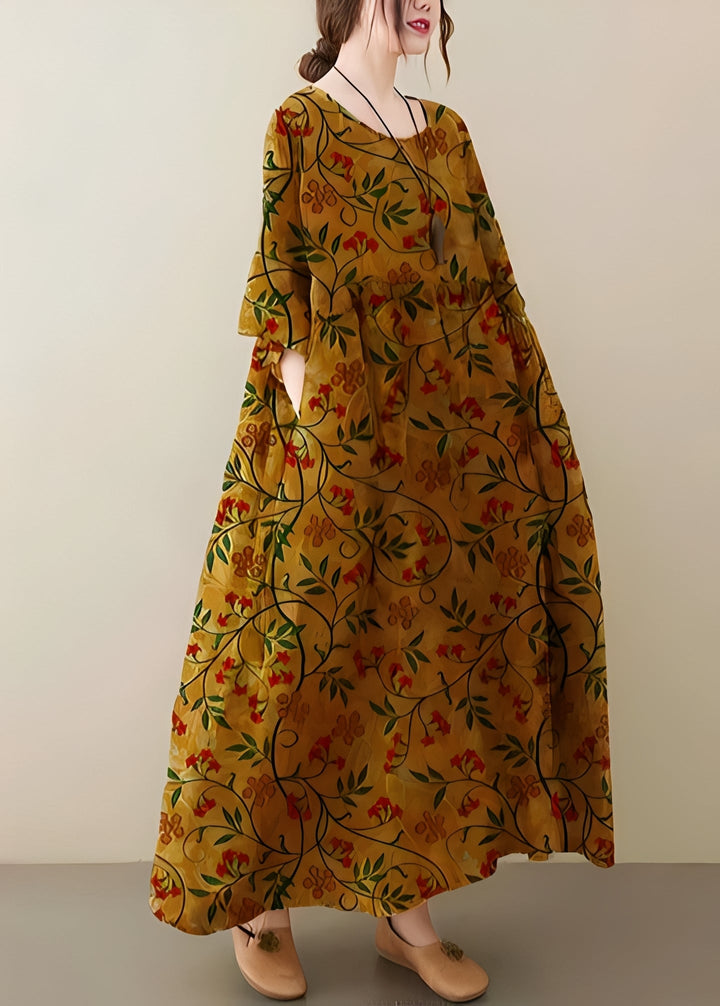 Vestido casual feminino Mariam estampado, solto e leve, ideal para o verão. Conforto e estilo em um só look.