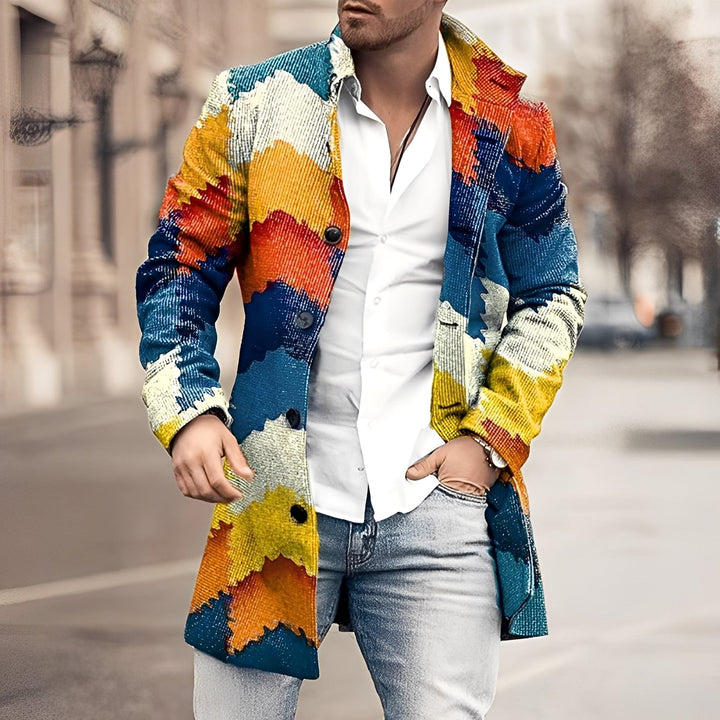 Casaco masculino de inverno elegante e moderno. Peça de roupa masculina longa e clássica ideal para o frio e moda outwear.