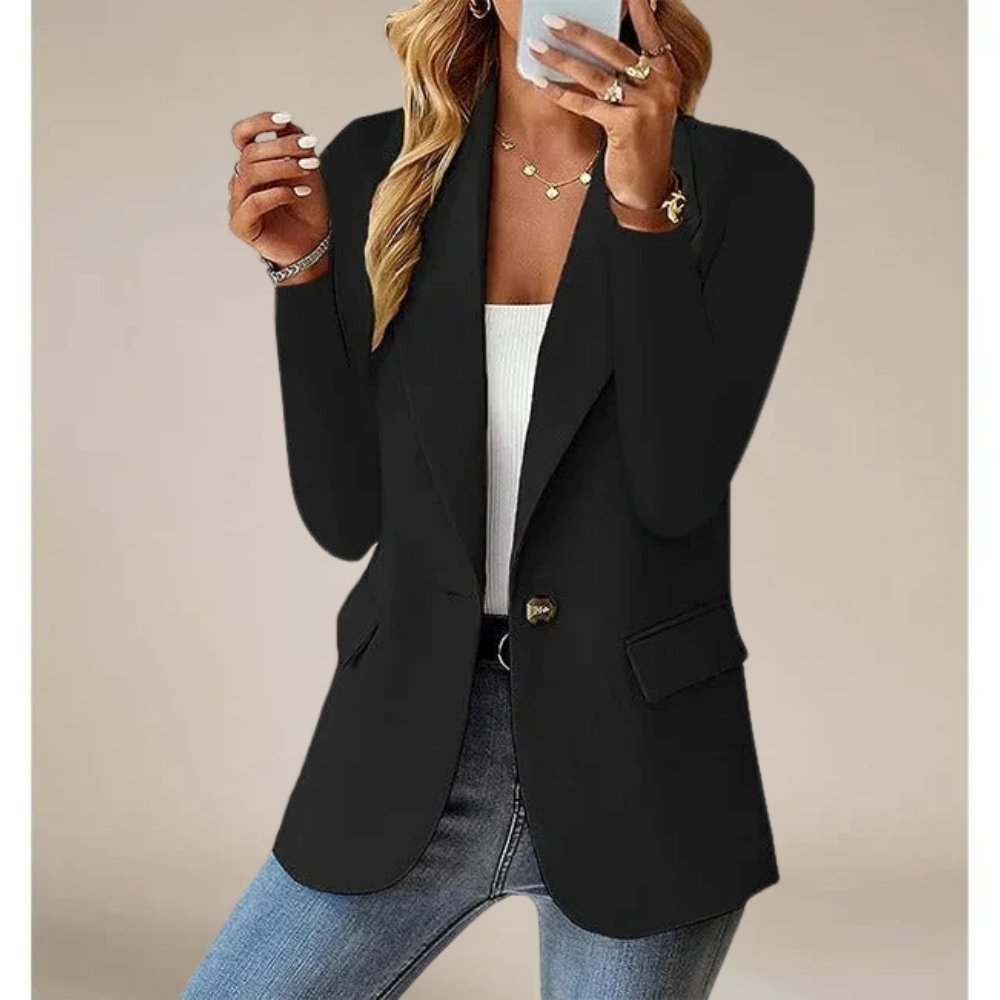 Agasalho feminino: blazer clássico e elegante. Essencial para looks profissionais, outono e primavera.