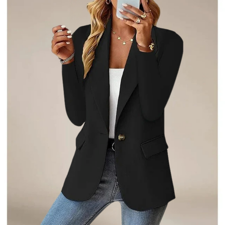 Agasalho feminino: blazer clássico e elegante. Essencial para looks profissionais, outono e primavera.