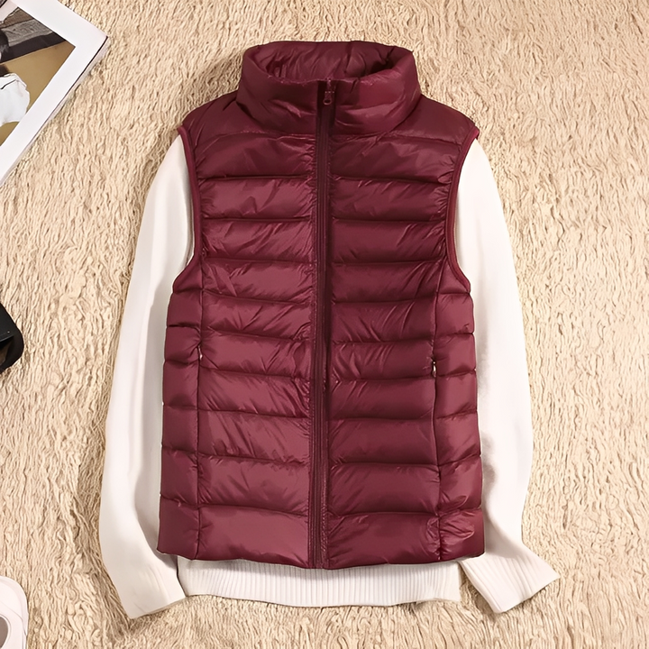 Colete feminino elegante acolchoado, perfeito para o inverno, leve e muito quente.