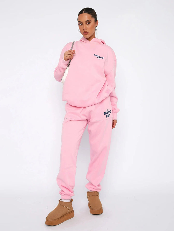 Conjunto de capuz feminino, fato de treino oversized, ideal para conforto, estilo casual e atividades leves.