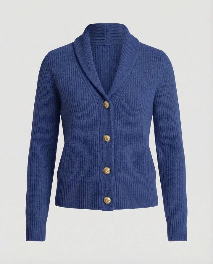 Casaco de malha feminino reversível, elegante, com gola e botões, moda versátil para mulher.