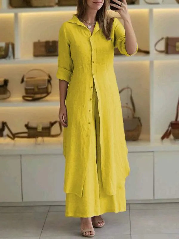 Conjunto feminino Vivenne casual chique de duas peças com caimento impecável. Elegância moderna para inverno.