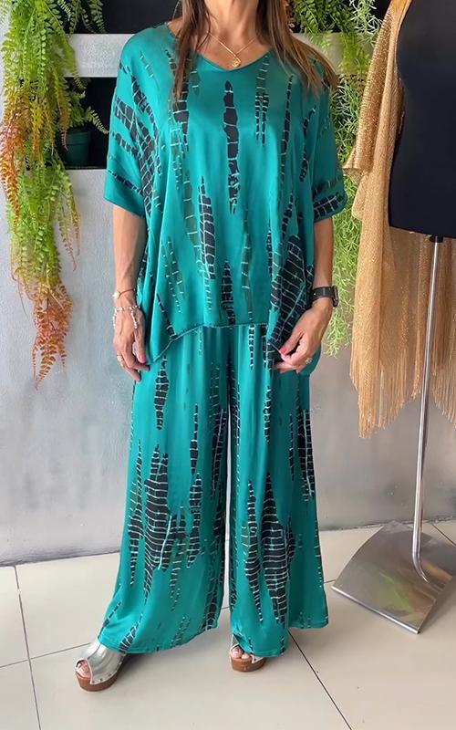 Conjunto feminino estampado casual, duas peças versátil para moda, lazer, conforto e verão.