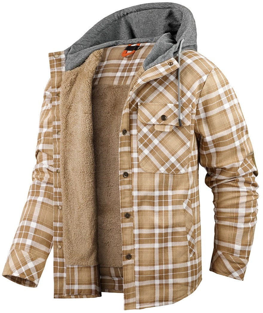 Agasalho masculino Woodland com capuz, resistente ao vento. Jaqueta casual para dias frescos e inverno.