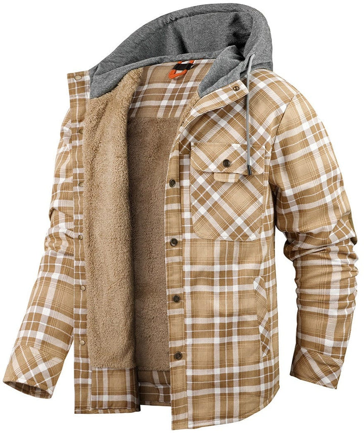 Agasalho masculino Woodland com capuz, resistente ao vento. Jaqueta casual para dias frescos e inverno.