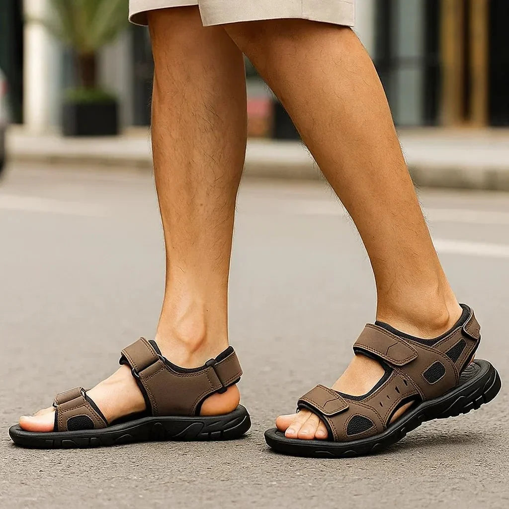 Sandálias casuais masculinas para verão, perfeitas para praia ou estilo urbano. Design clássico e ajustável.