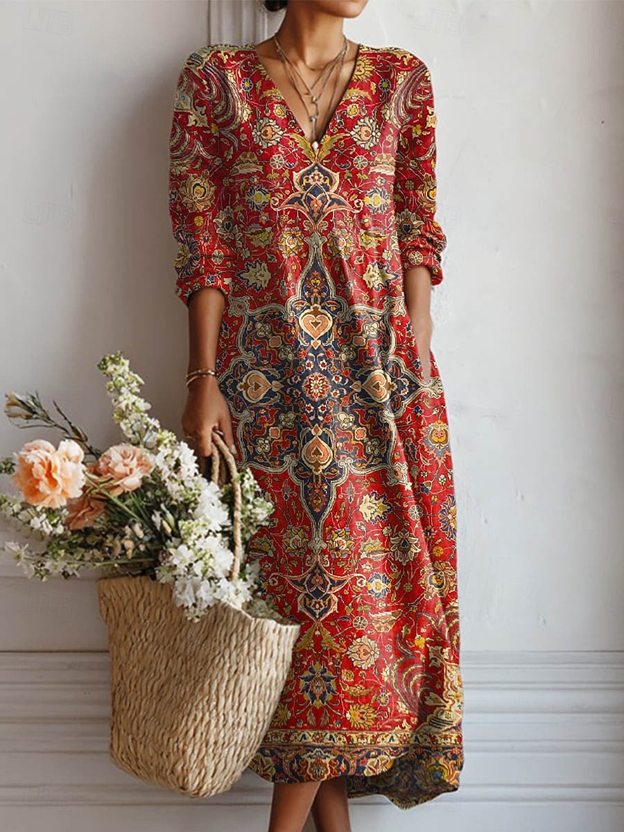 Robe feminino vermelho elegante e confortável para uso diário, moda mulher versátil de relaxamento.