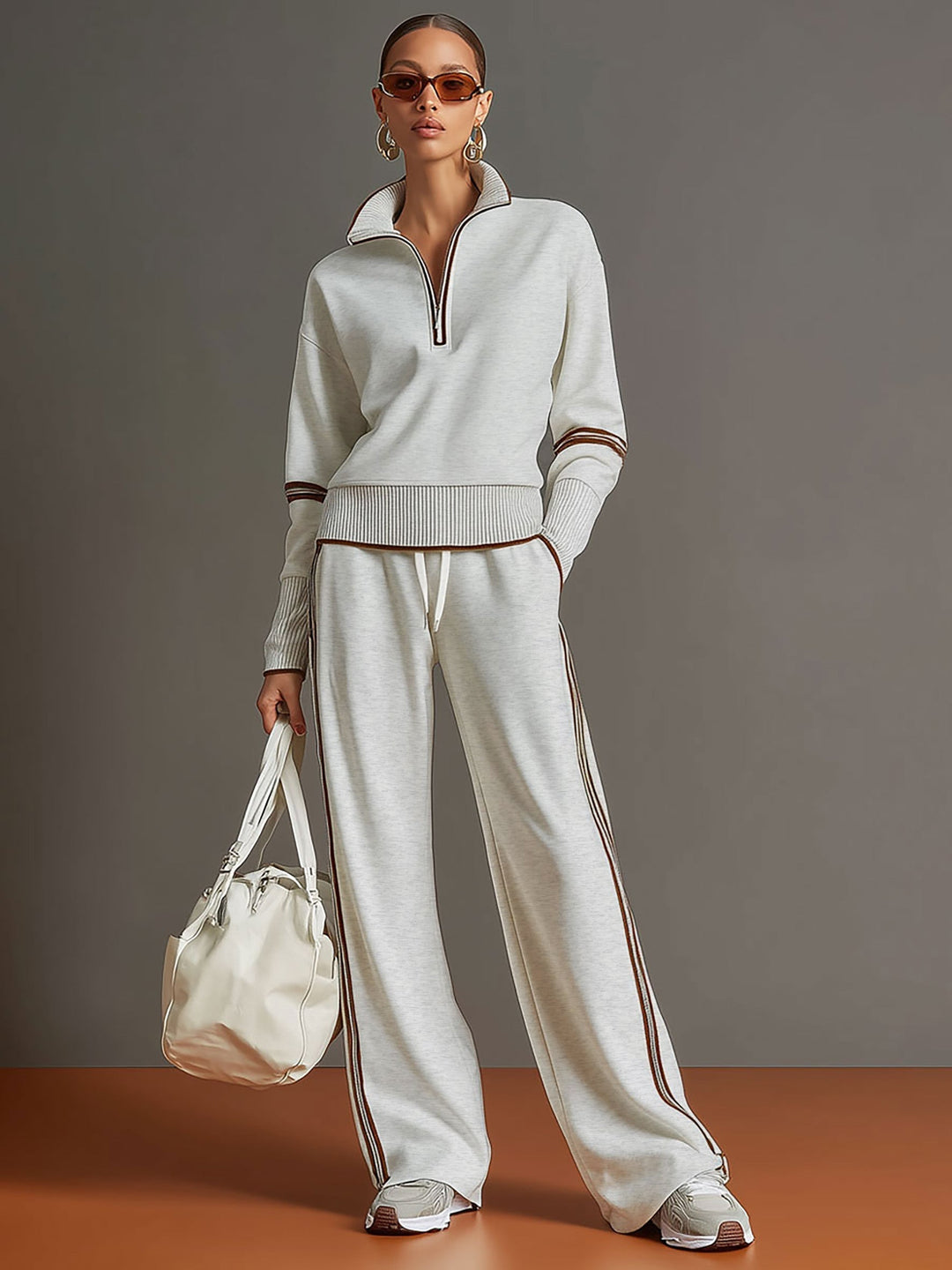 Moda feminina: conjunto Marietta com blusa leve e calças fluidas para estilo solto.