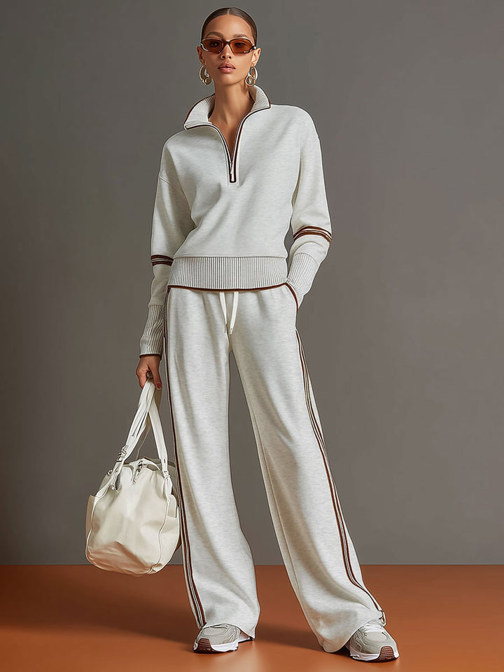 Moda feminina: conjunto Marietta com blusa leve e calças fluidas para estilo solto.
