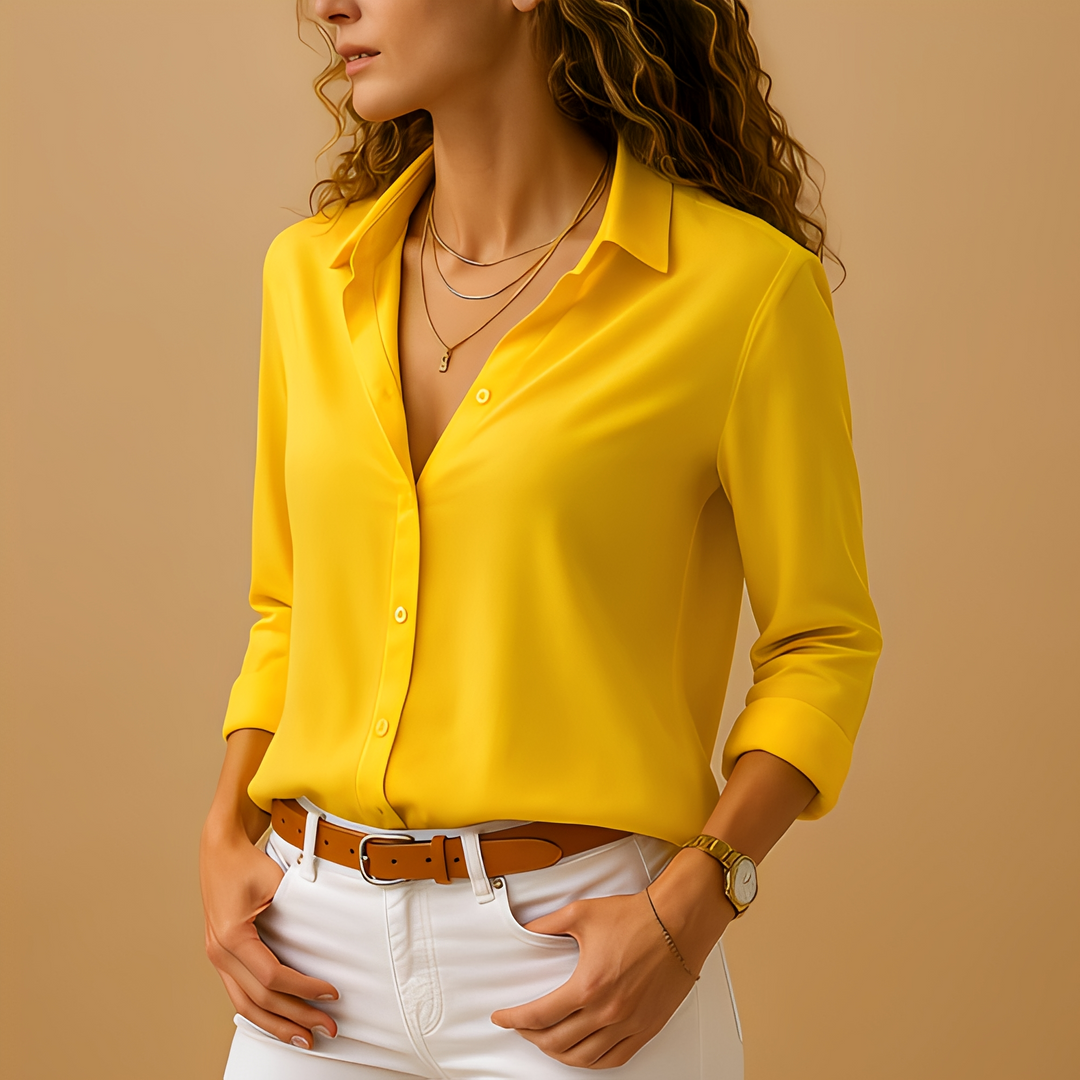 Blusa feminina casual de mangas longas, com estilo descontraído. Perfeita para um visual confortável e chique.
