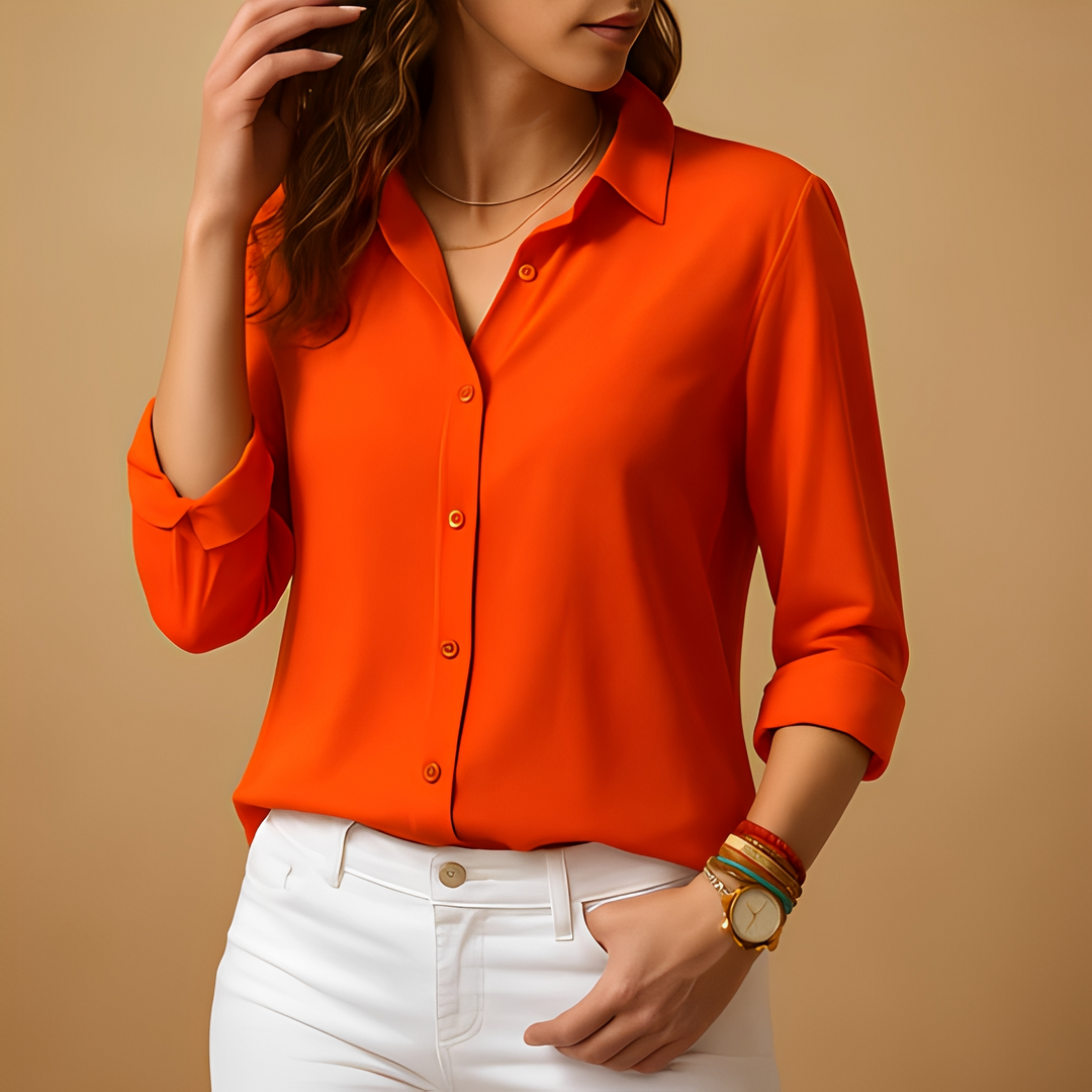 Blusa feminina descontraída de mangas longas, perfeita para um look casual diário. Roupa versátil e elegante.