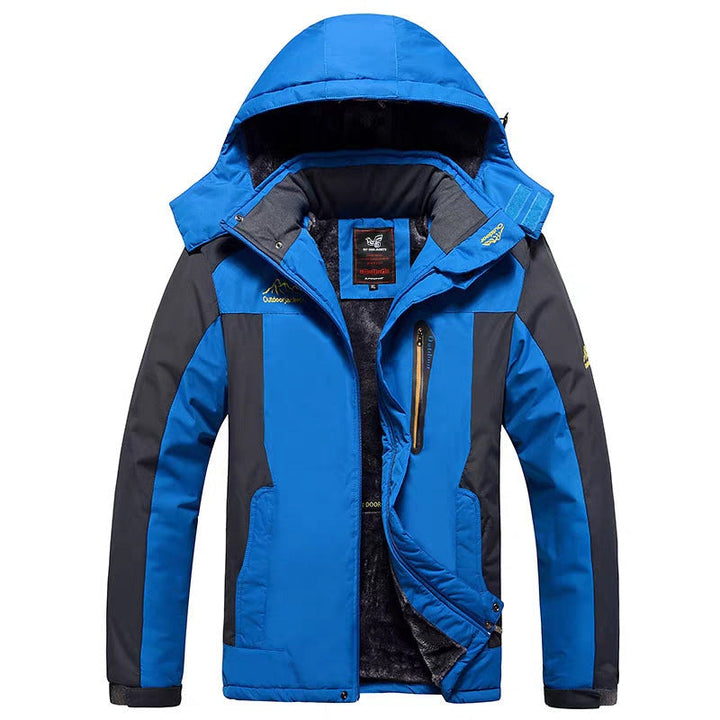 Casaco impermeável para homem, forrado com fleece, térmico e corta-vento. Perfeito para trilhos de inverno e ski.
