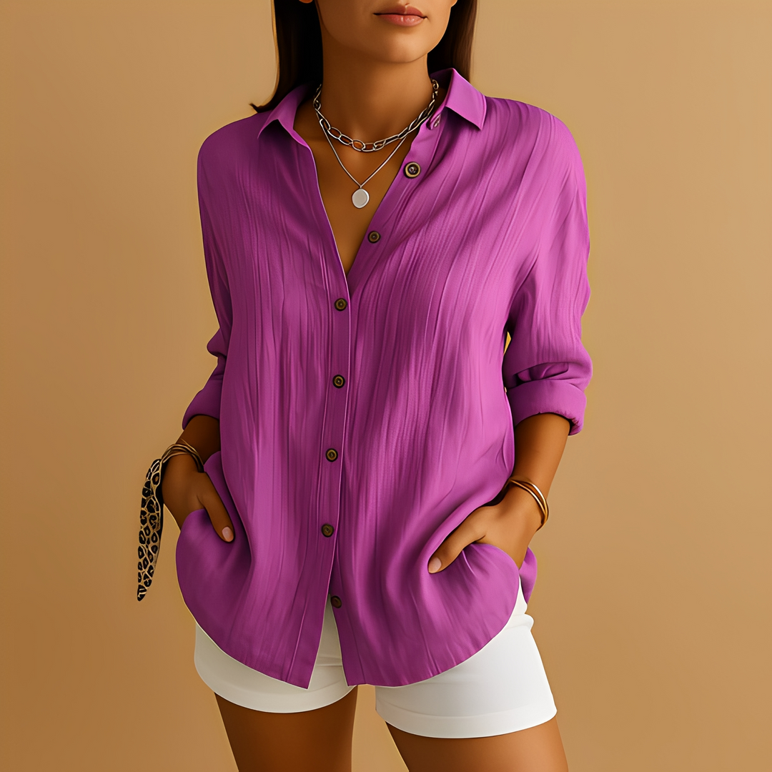 Blusa feminina de manga longa para primavera e verão, casual, chique e fresca.